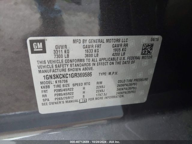1GNSKCKC1GR369586 Chevrolet Tahoe Ltz