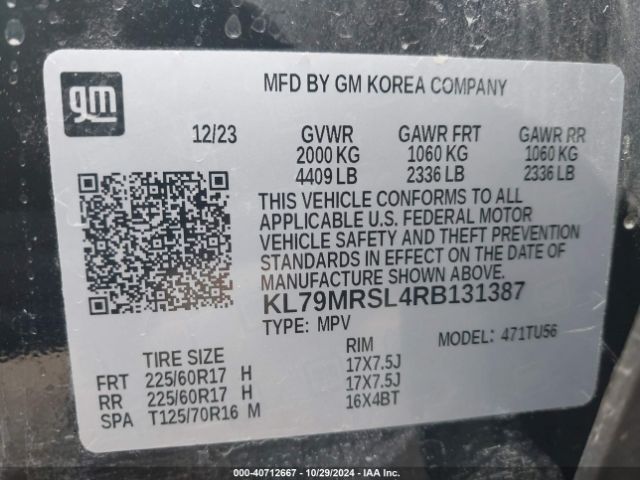KL79MRSL4RB131387 Chevrolet Trailblazer Awd Lt