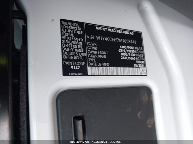 W1Y40CHY7MT058149 Mercedes-Benz Sprinter 2500 High Roof I4