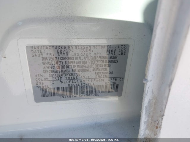 Nissan SENTRA S 2017 3N1AB7APXHY389706 Image 9