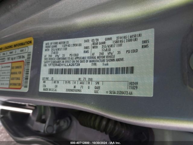 1FTER4EH1LLA20729 Ford Ranger Xlt
