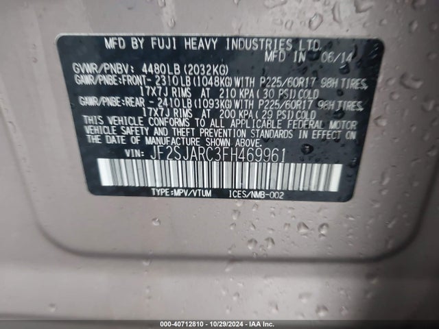 Subaru Forester 2.5i Limited 2015 JF2SJARC3FH469961 Image 9