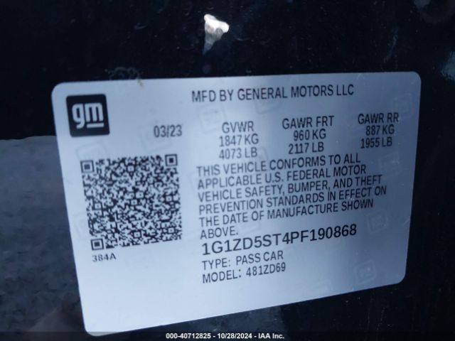 1G1ZD5ST4PF190868 Chevrolet Malibu Fwd 1lt