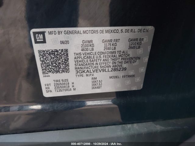 3GKALVEV9LL285239 GMC Terrain Awd Slt