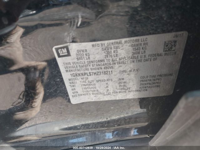 1GKKNPLS7HZ318211 GMC Acadia Denali