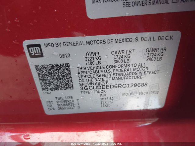 3GCUDEED6RG129688 Chevrolet Silverado 1500 4wd  Short Bed Rst