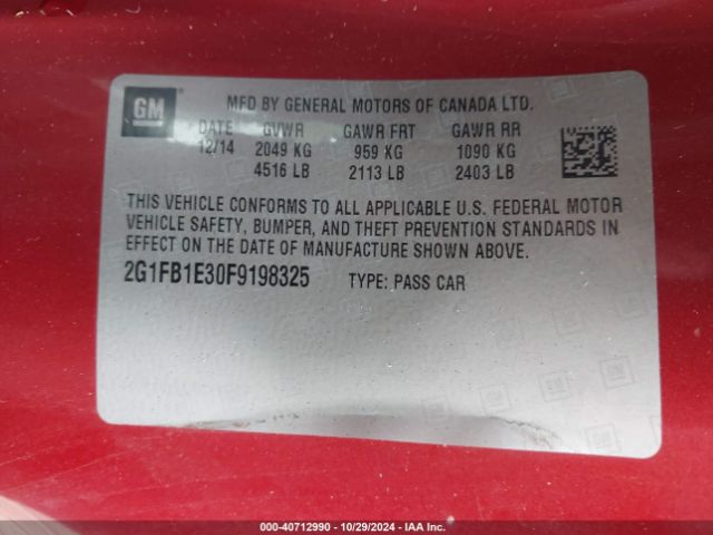2G1FB1E30F9198325 Chevrolet Camaro 2ls