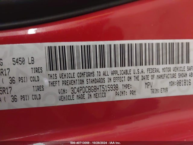 Dodge Journey Sxt 2017 3C4PDCBG8HT515938 Image 9