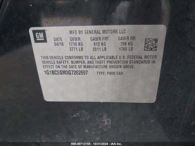 Chevrolet Cruze Ls Auto 2016 1G1BC5SM3G7262697 Image 9