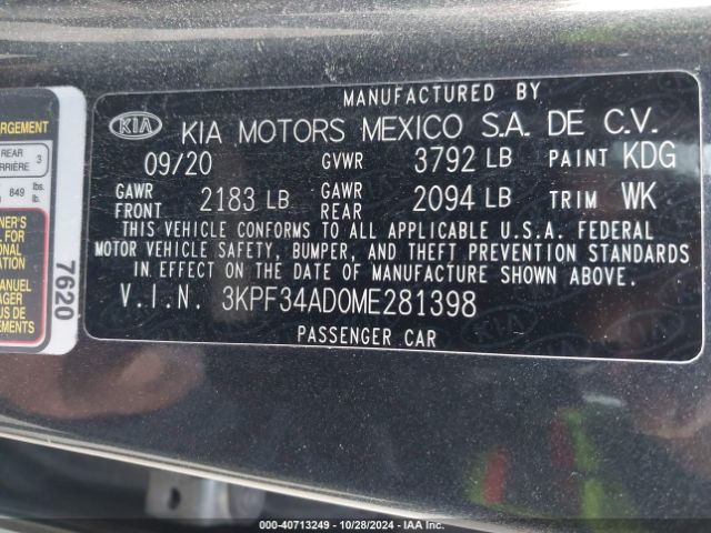 3KPF34AD0ME281398 KIA Forte Gt-line