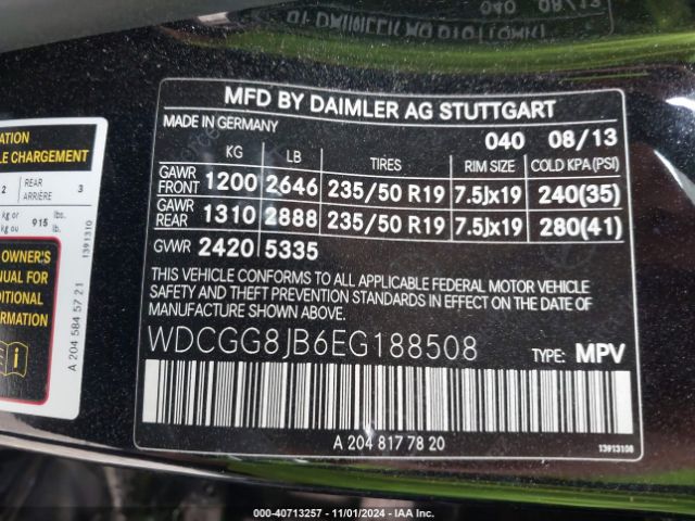 WDCGG8JB6EG188508 Mercedes-Benz Glk 350 4matic