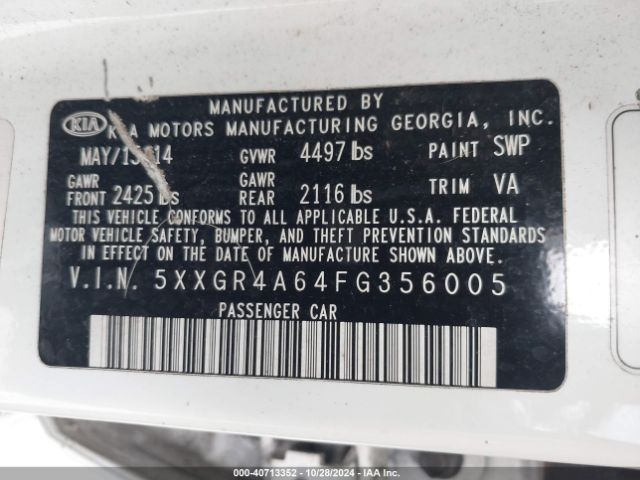 5XXGR4A64FG356005 KIA Optima Sx Turbo