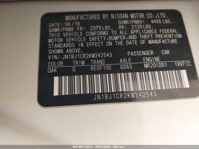 JN1BJ1CR2KW342543 Nissan Rogue Sport S