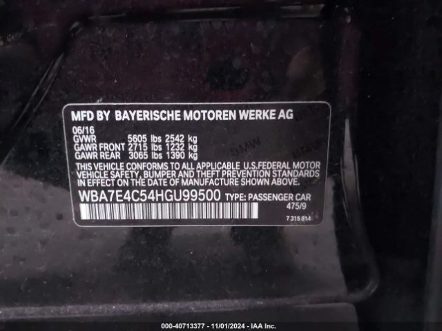 WBA7E4C54HGU99500 BMW 740i Xdrive