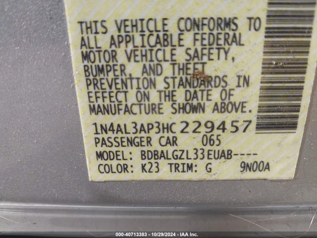 Nissan Altima 2.5 S 2017 1N4AL3AP3HC229457 Image 9