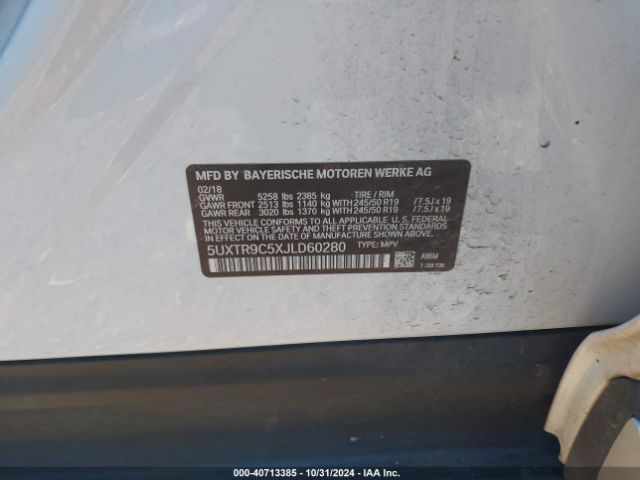 5UXTR9C5XJLD60280 BMW X3 Xdrive30i