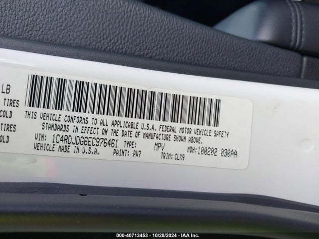 Dodge DURANGO LIMITED 2014 1C4RDJDG6EC976461 Image 9