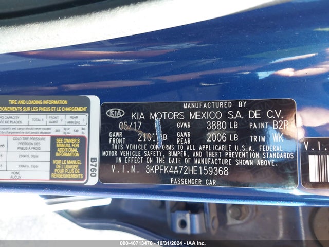 KIA FORTE LX 2017 3KPFK4A72HE159368 Image 9