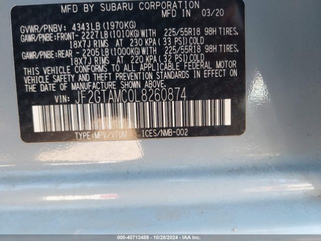 JF2GTAMC0L8260874 Subaru Crosstrek Limited