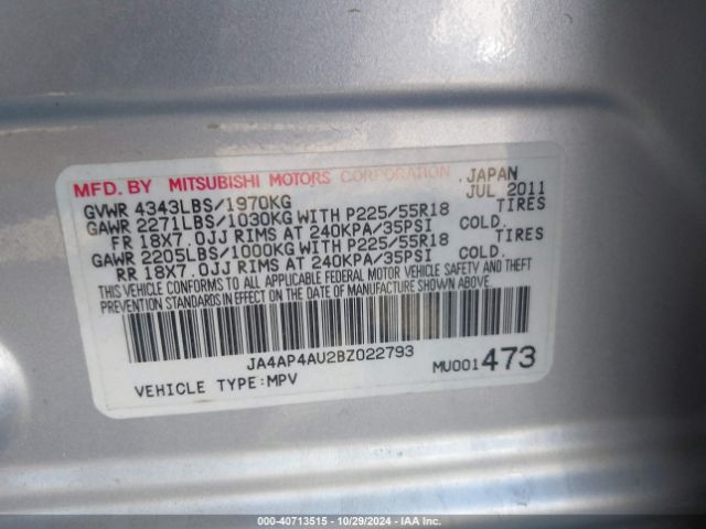 2011 MITSUBISHI OUTLANDER SPORT JA4AP4AU2BZ022793 Photo 8