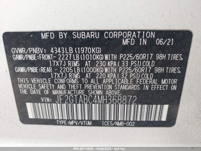 Subaru Crosstrek 2021 JF2GTABC4MH368872 Image 9