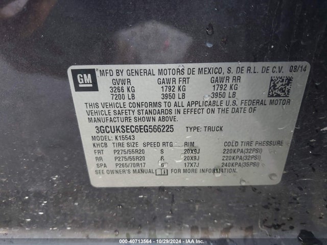 Chevrolet Silverado 1500 2lz 2014 3GCUKSEC6EG566225 Image 9