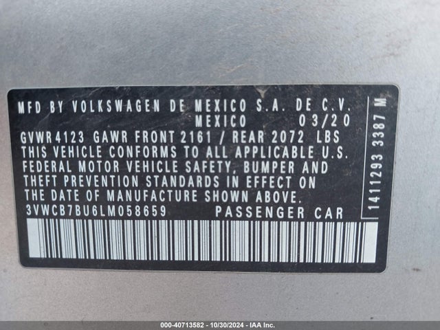 3VWCB7BU6LM058659 Volkswagen Jetta 1.4t R-line/1.4t S/1.4t Se