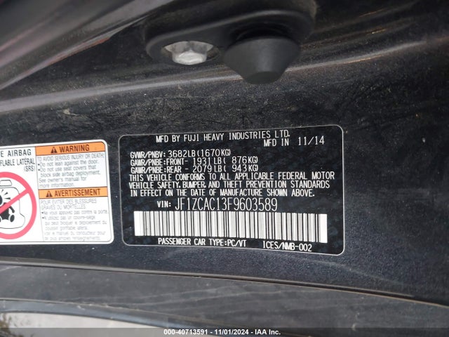 Subaru Brz Limited 2015 JF1ZCAC13F9603589 Image 9