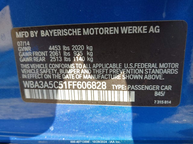 BMW 328I 2015 WBA3A5C51FF606828 Image 9