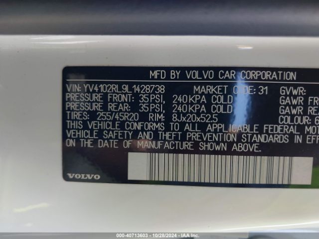 YV4102RL9L1428738 Volvo Xc60 T5 Inscription