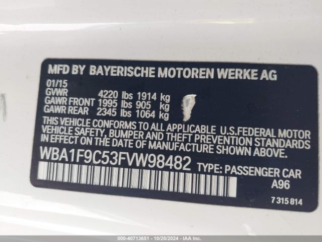 WBA1F9C53FVW98482 BMW 228I