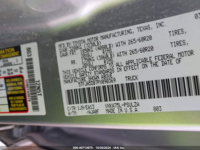 5TFJA5DB7PX090369 Toyota Tundra Limited