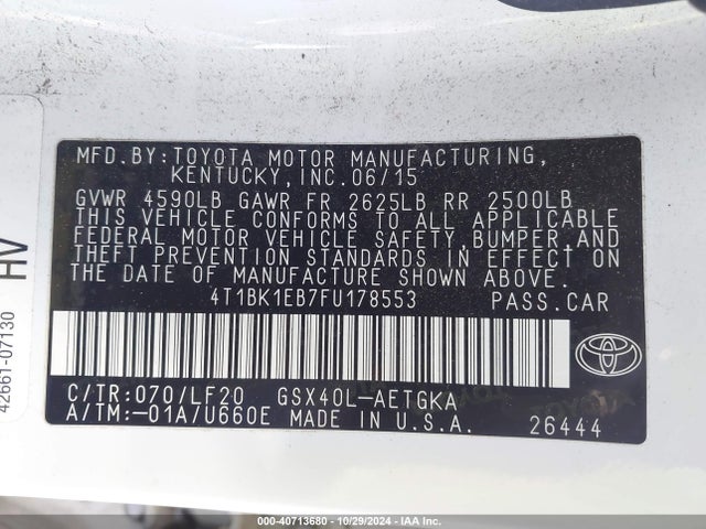 Toyota Avalon Xle Premium 2015 4T1BK1EB7FU178553 Image 9