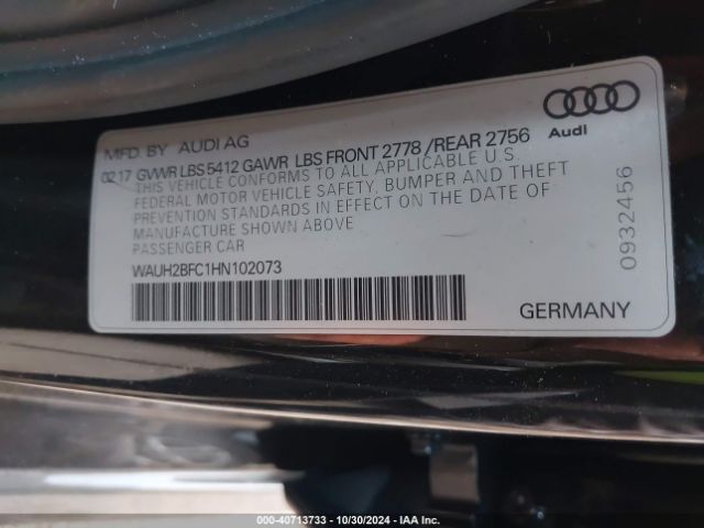 WAUH2BFC1HN102073 Audi A6 3.0t Premium Plus