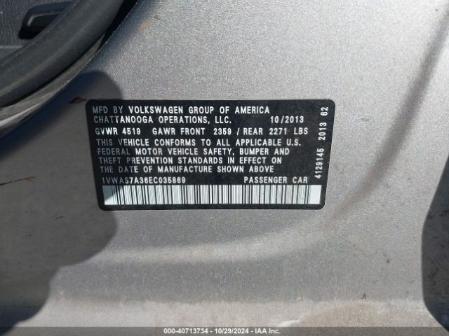 1VWAS7A36EC035869 Volkswagen Passat 1.8t Wolfsburg Edition