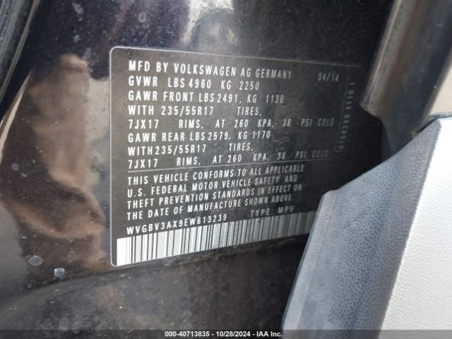WVGBV3AX9EW613239 Volkswagen TIGUAN SE