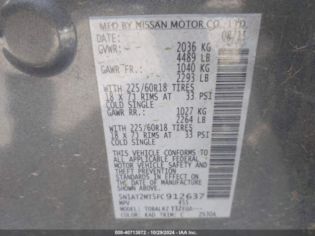 5N1AT2MT5FC912637 Nissan Rogue Sl