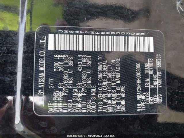 JN8AY2NF6H9303060 Nissan Armada Platinum