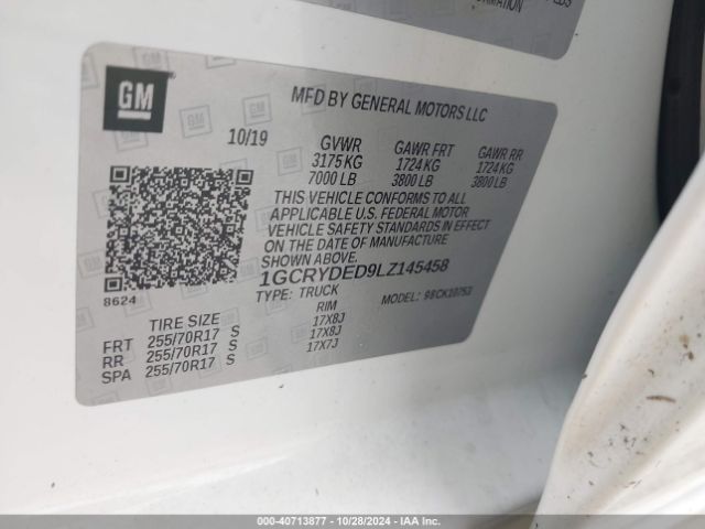 1GCRYDED9LZ145458 Chevrolet Silverado 1500 4wd  Standard Bed Lt