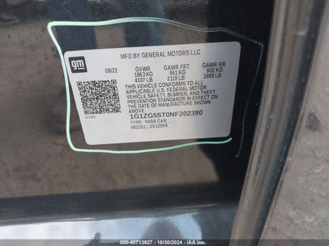 1G1ZG5ST0NF202390 Chevrolet Malibu Fwd Rs