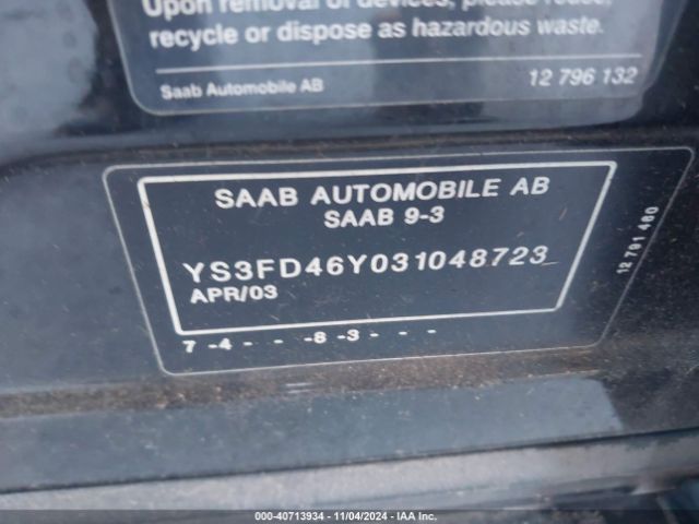 2003 SAAB 9-3 YS3FD46Y031048723 Photo 8