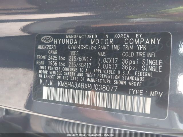 KM8HA3ABXRU038077 Hyundai Kona Se