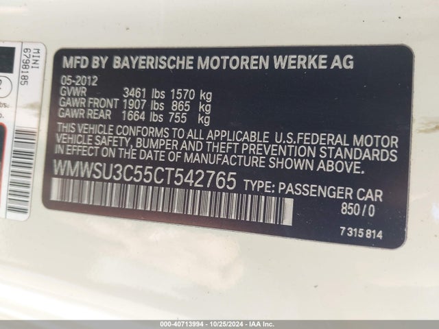 2012 MINI COOPER WMWSU3C55CT542765 Photo 8