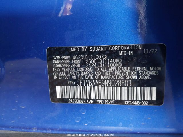 JF1VBAA69N9028803 Subaru WRX
