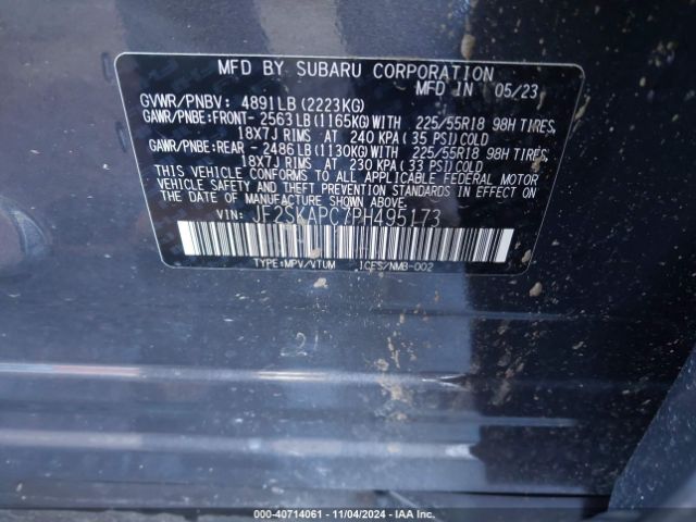 JF2SKAPC7PH495173 Subaru Forester Limited