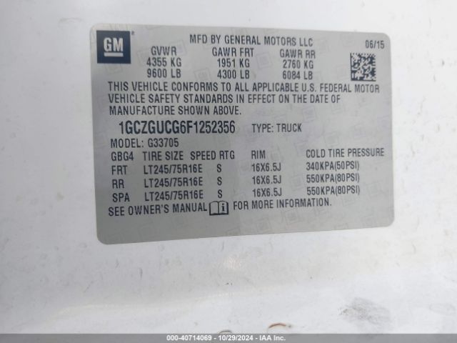 1GCZGUCG6F1252356 Chevrolet Express 3500 Work Van