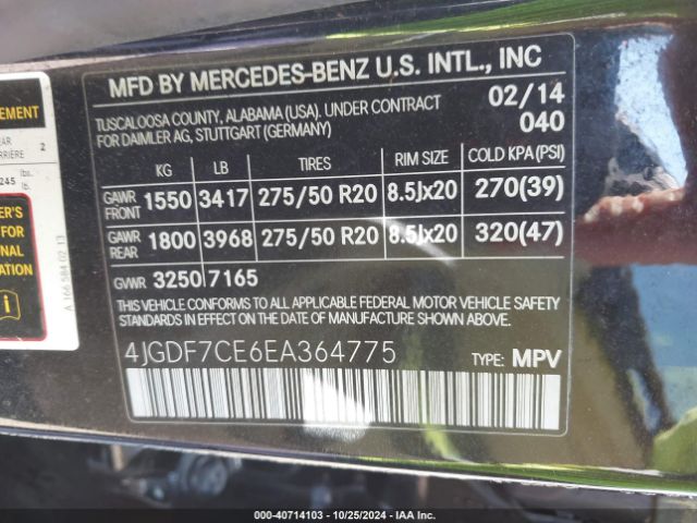 4JGDF7CE6EA364775 Mercedes-Benz Gl 450 4matic