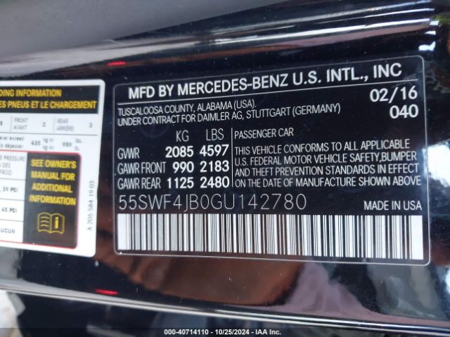 55SWF4JB0GU142780 Mercedes-Benz C 300 Luxury/sport