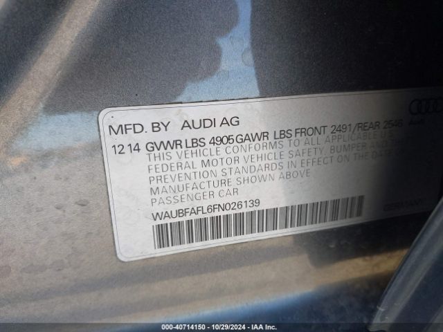 WAUBFAFL6FN026139 Audi A4 2.0t Premium