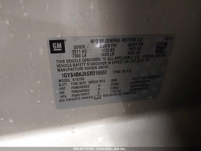 Cadillac Escalade Luxury Collection 2016 1GYS4BKJXGR318660 Image 9